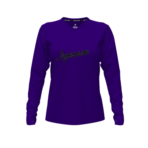 [FTLVPTPP-FYXS-LOGO1] Decker Performance T-Shirt (Female Youth XS, Purple, V Neck, Logo 1, Long Sleeve)